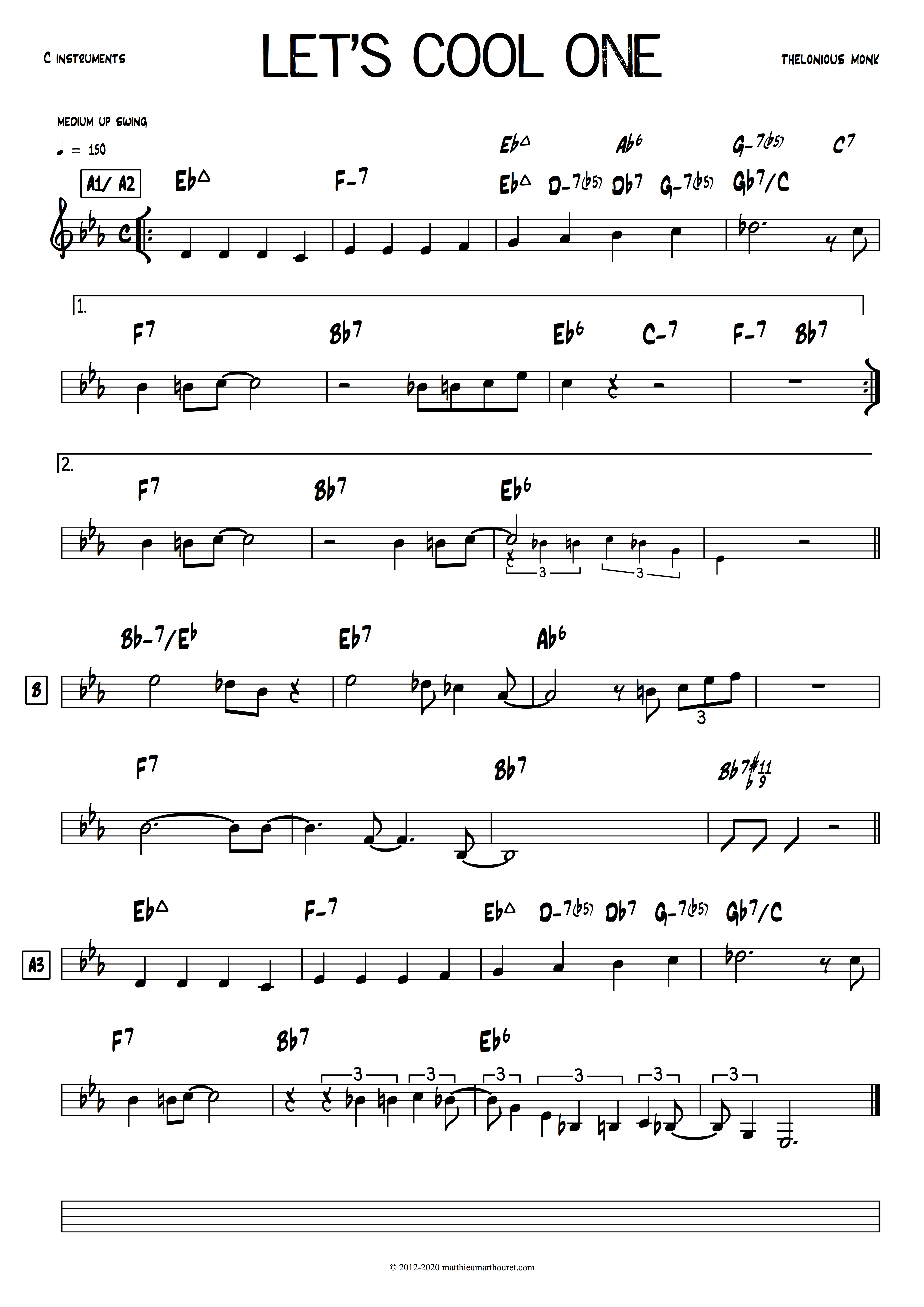 Let's Cool One Thelonious Monk PDF download lead sheet partition