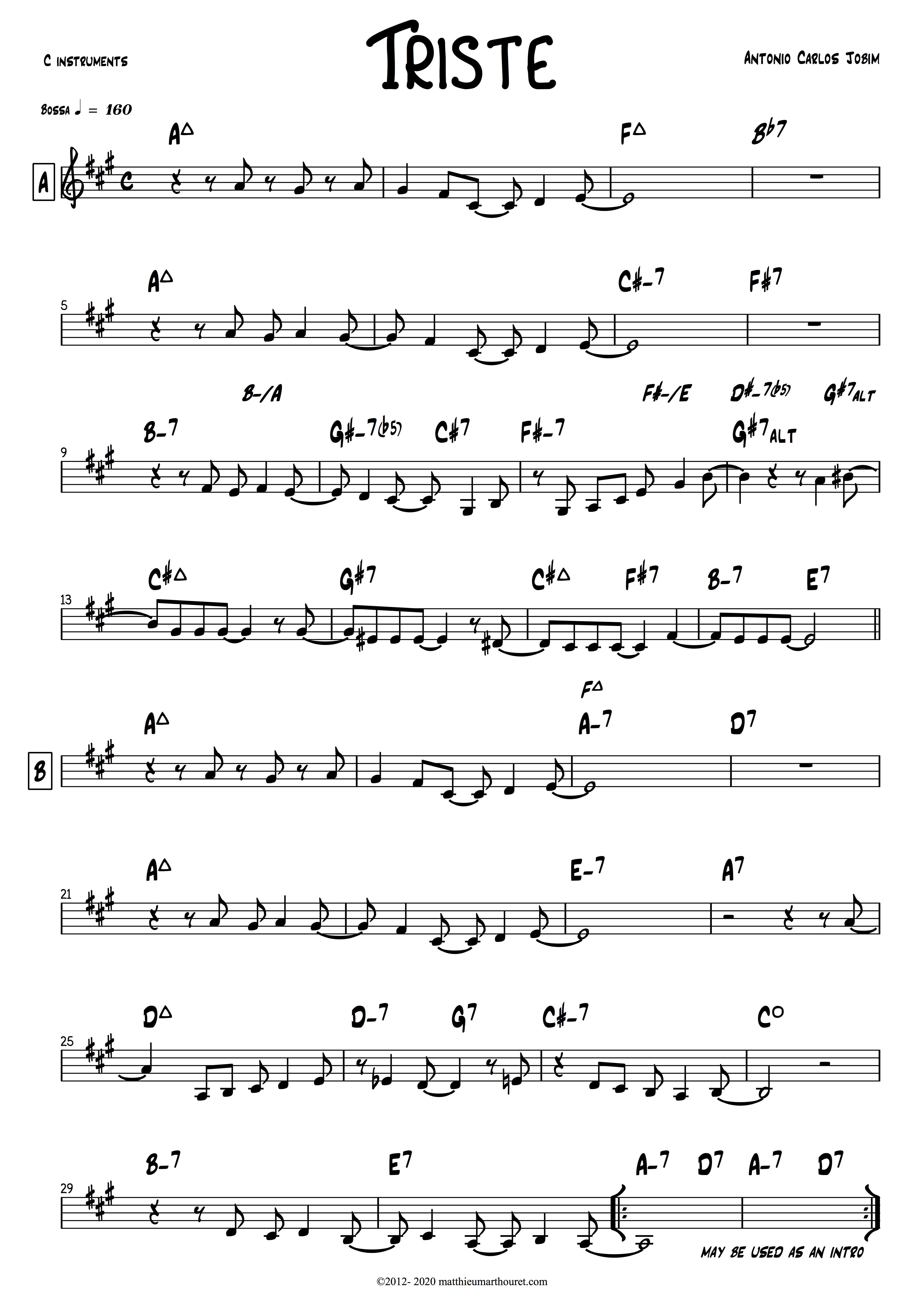 Triste A maj. Lead Sheet
