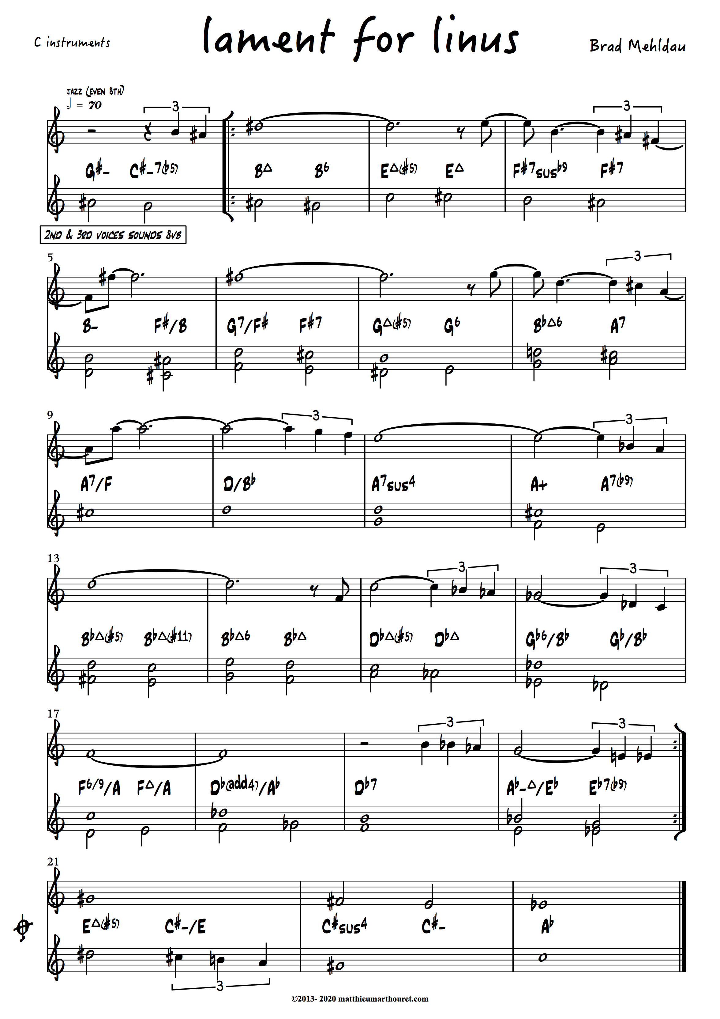 Lament For Linus brad mehldau lead sheet download