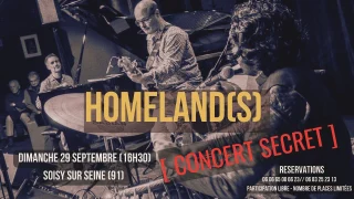 HomeLand(s) ce produira en concert privé en petit comité dans un très beau lieu avec mes collègues musiciens et amis Loïc Réchard (guitare) et Mosin Khan Kawa (tablas & percussions).
Rendez-vous à sur Soisy Sur Seine.

Attention, le nombre de place étant limité les réservations sont vivement conseillées 
> infos pratiques et réservations en MP ou par texto aux numéros indiqués.
Bonne rentrée et à très vite !